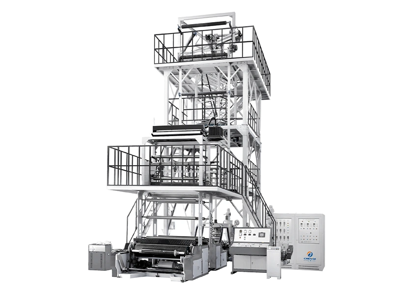 Three-layer co-extrusion internal bubble cooling haul-off rotary film product line