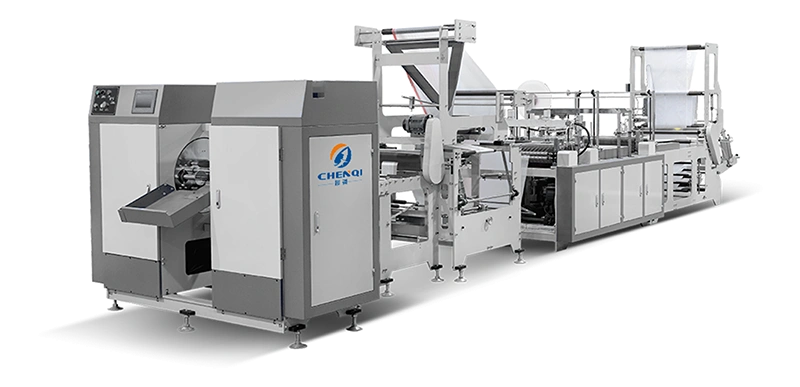 Ribbon-through Continuous-rolled Paper Bag Making Machine