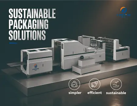 Sustainable packaging solutions banner showing complete packaging machinery production line